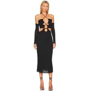 NWT Tularosa Black Cutout Midi Dress (Revolve) - Small